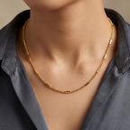 Micro Gold Bar & Cable Chain