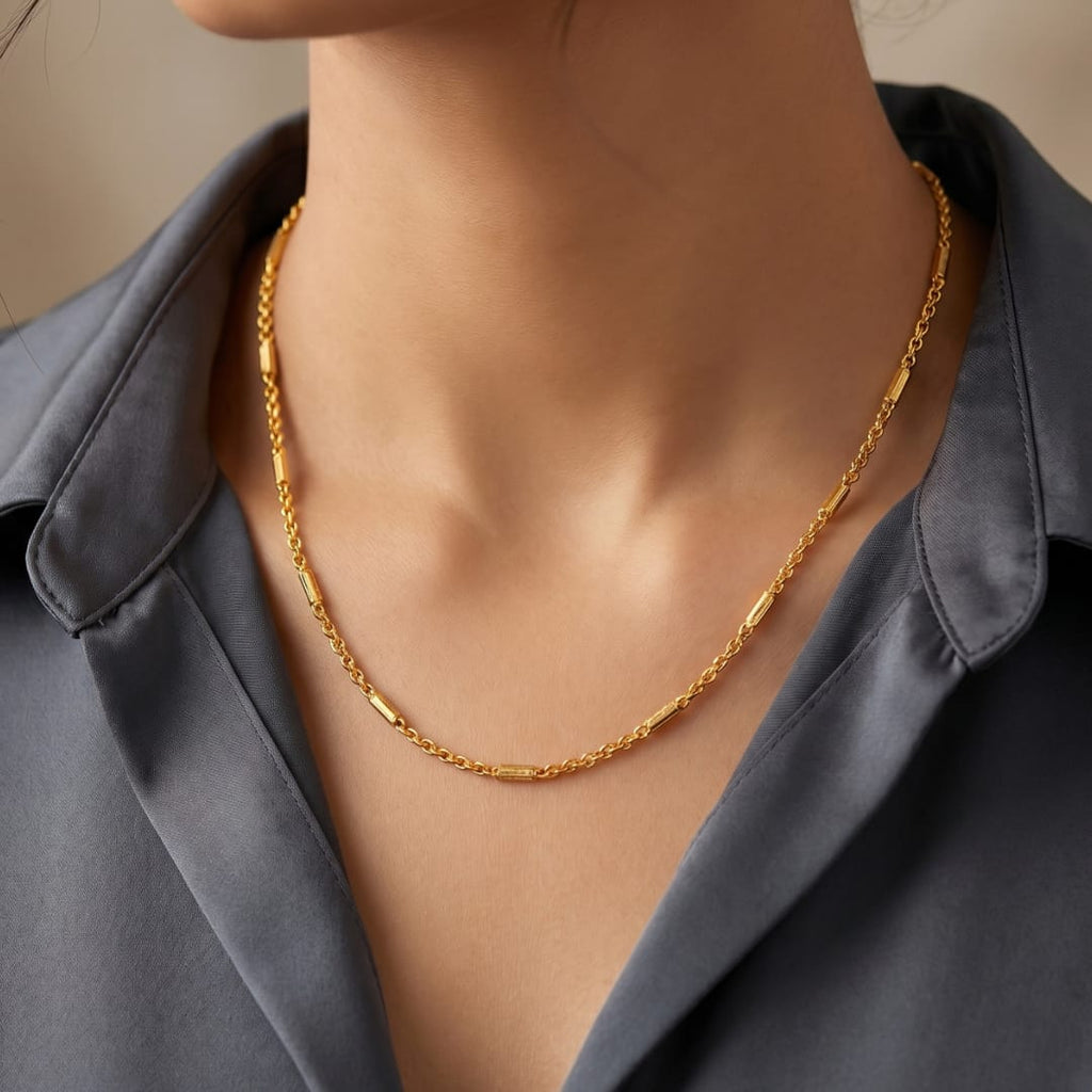 Micro Gold Bar & Cable Chain