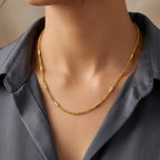 Micro Gold Bar & Cable Chain