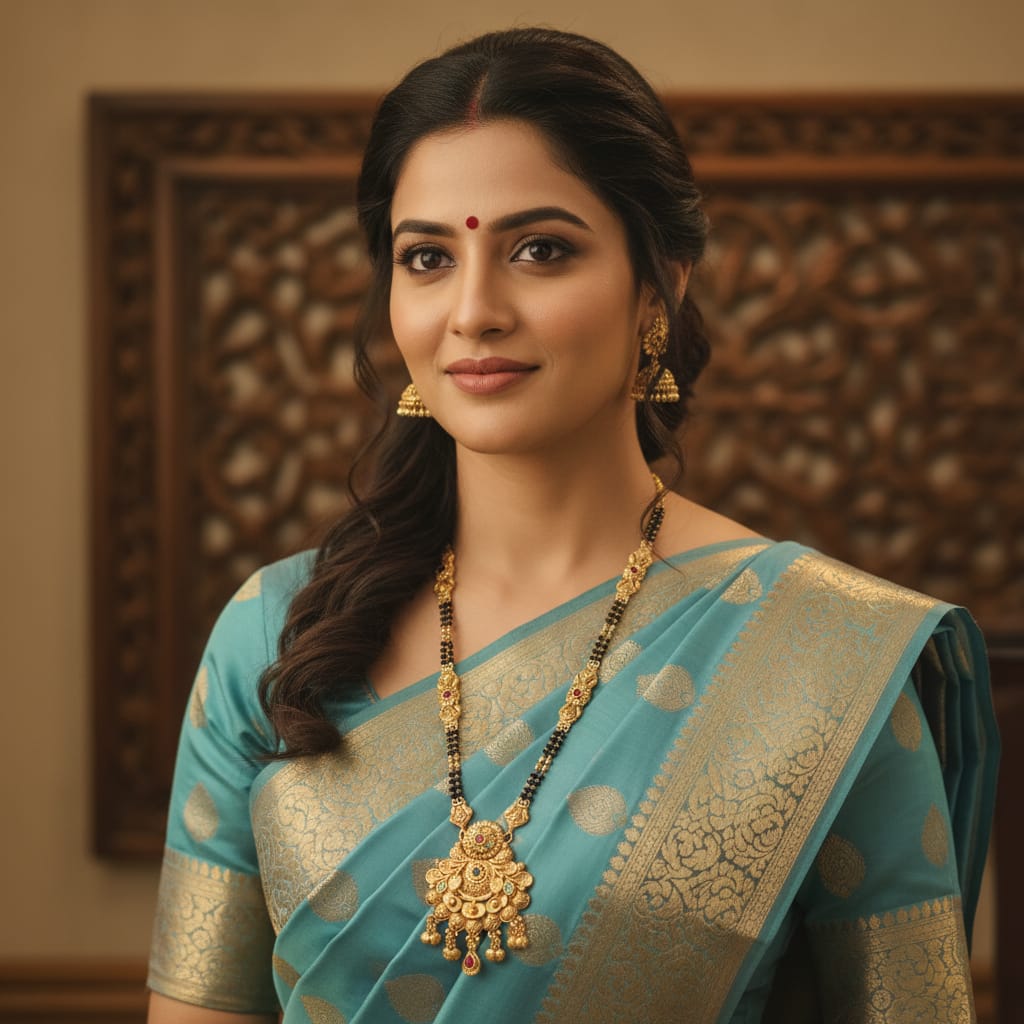 Temple Floral Mangalsutra Chain & Pendant