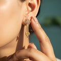 Marquise CZ Gold Bead Chain Tassel Earrings
