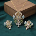 Meenakari CZ Floral Pendant Set & Earrings