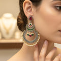 Meenakari Chandbali Earrings with Pearl Tassels