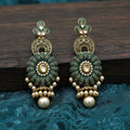 Meenakari Emerald Green Chandbali Dangle Earrings