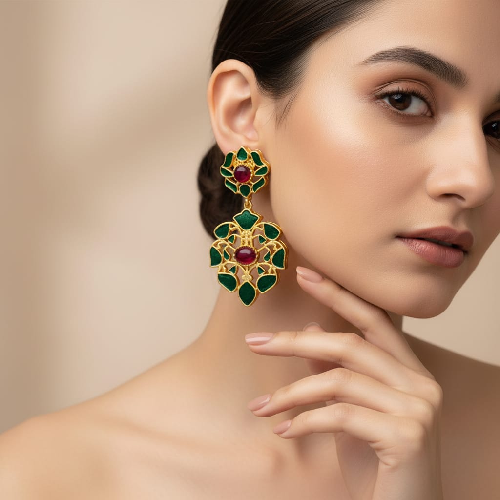 Meenakari Floral Drop Earrings 