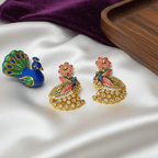 Meenakari Peacock Pendant Set with Earring