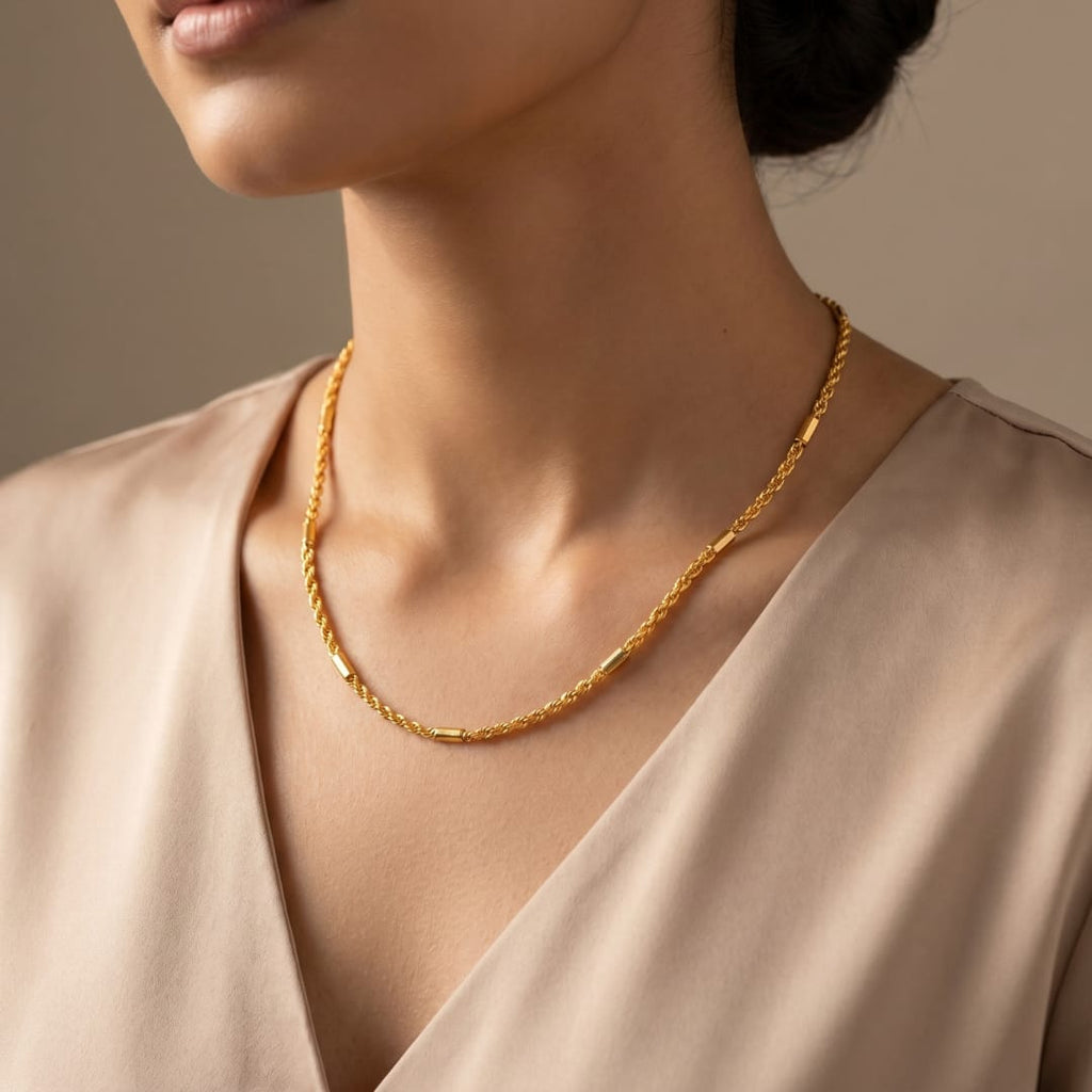 Micro Gold Bar Link Rope Chain