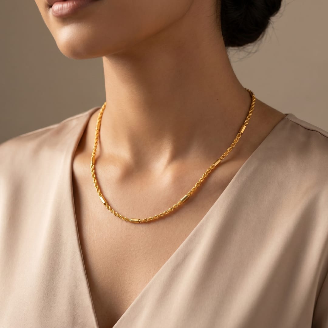 Micro Gold Bar Link Rope Chain
