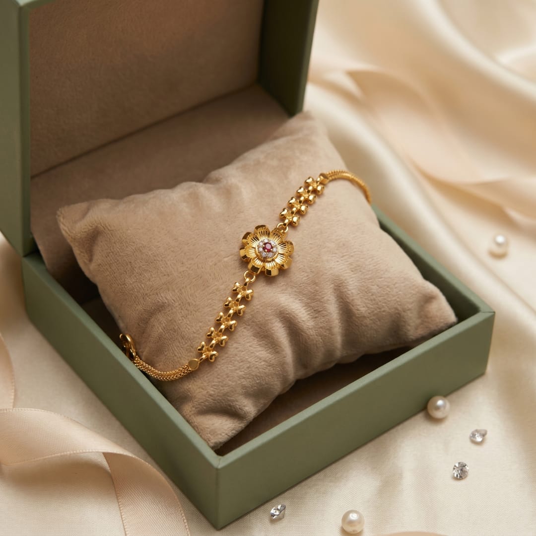 Micro Gold  CZ Gold Flower Chain Bracelet