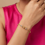 Micro Gold  Dual Tone CZ Bead Charm Bracelet