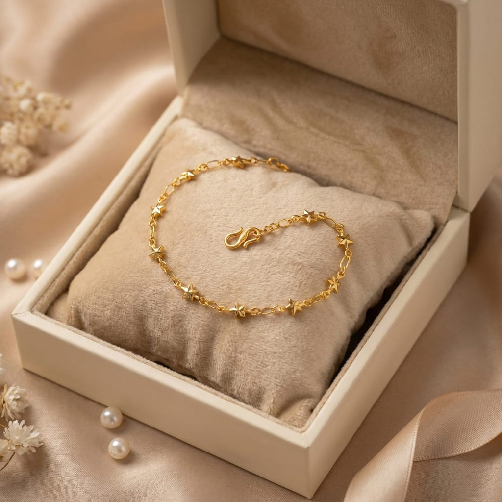 Micro Gold Forming 3D Star Link Chain Bracelet 