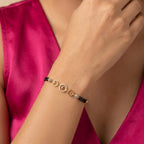 Micro Gold Forming Black Bead Mangalsutra Bracelet