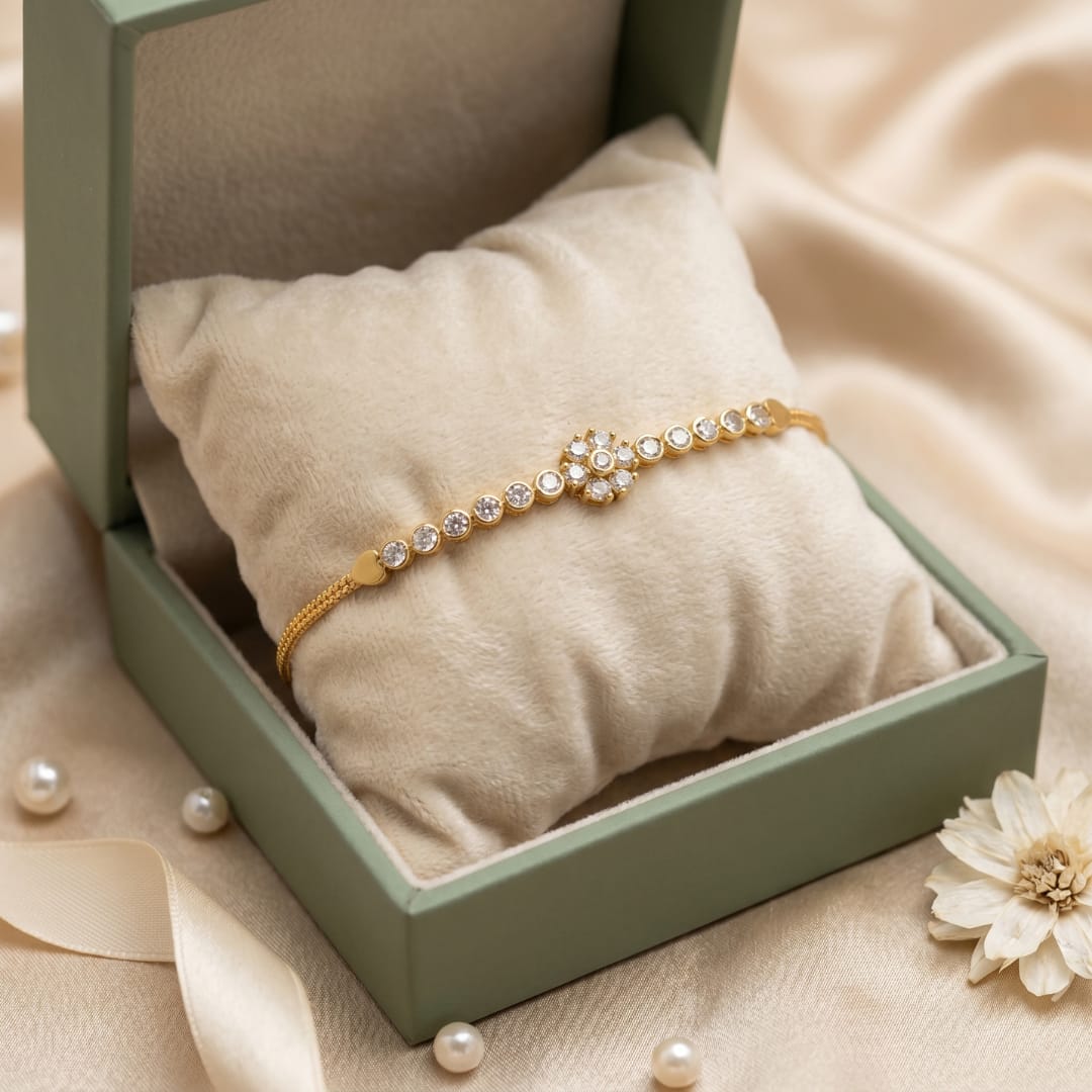 Micro Gold Forming CZ Flower Chain Bracelet