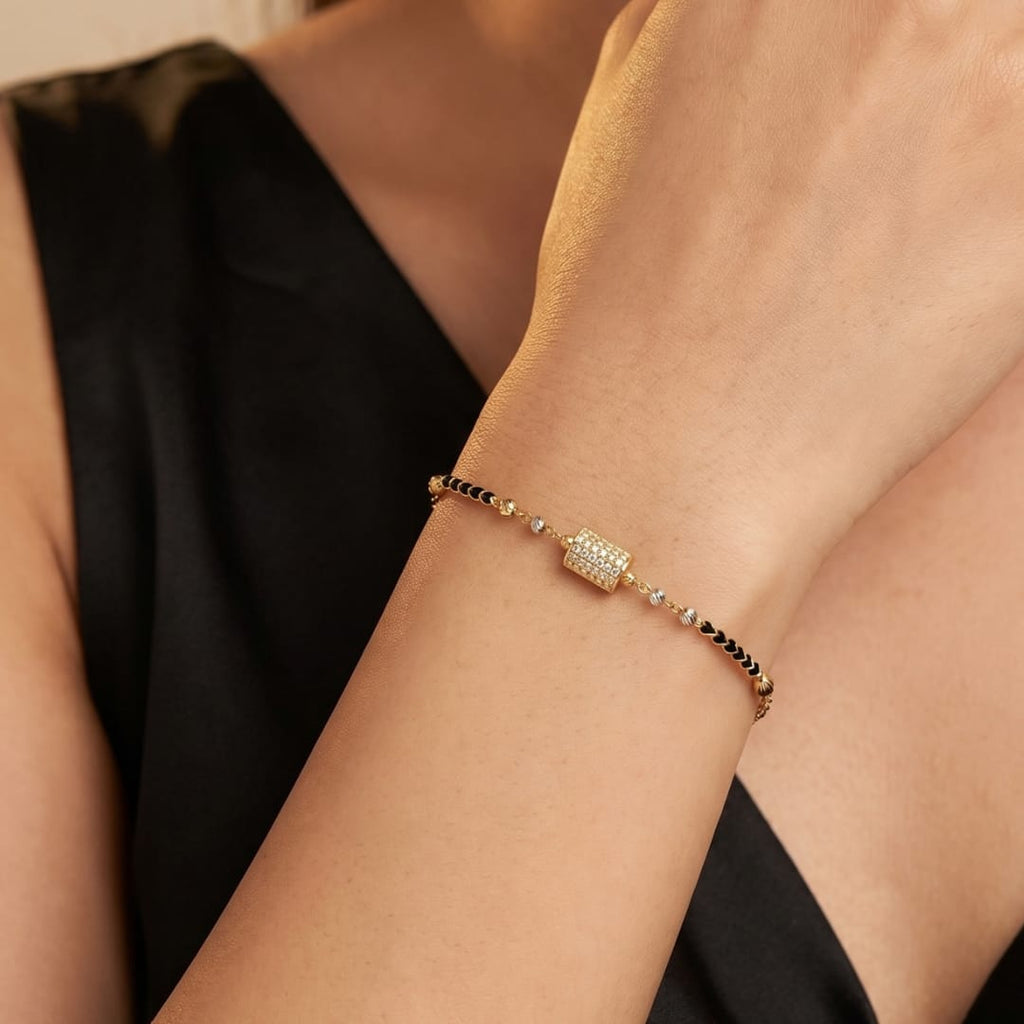 Micro Gold Forming CZ Square Charm Bracelet