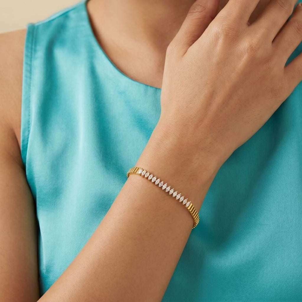 Micro Gold Forming Cz Channel Chain Bracelet