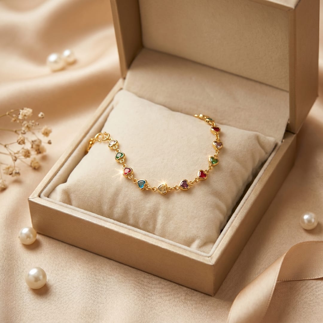 Micro Gold Forming Multicolour Link Chain Bracelet