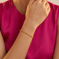 Micro Gold Forming Ruby Leaf Flower Bracelet