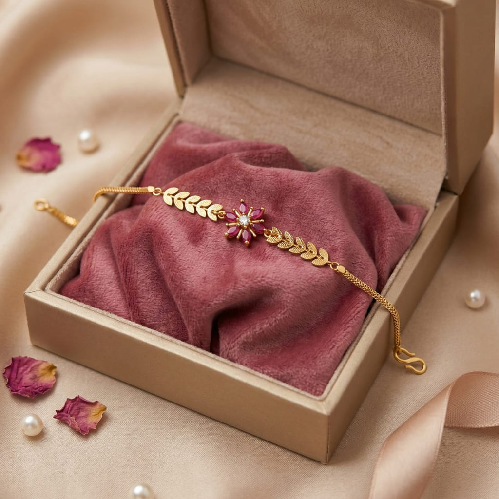 Micro Gold Forming Ruby Stone Link Bracelet