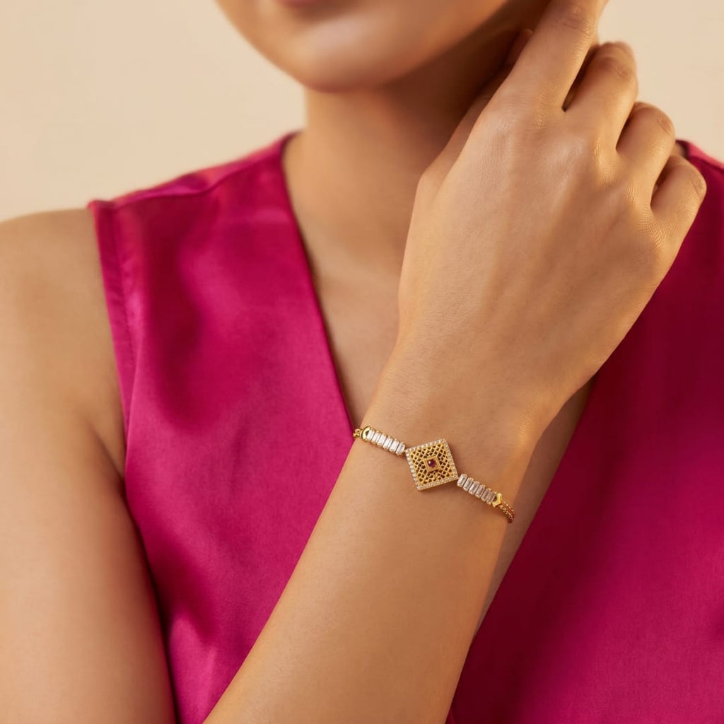 Micro Gold Forming Diamond Charm Bracelet