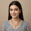 Micro Gold Plated 3-Layer Black Bead Mangalsutra