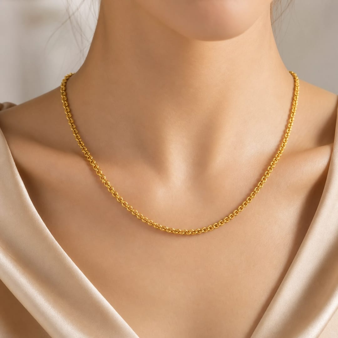 Micro Gold Plated Beaded Rolo Chain
