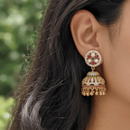 Micro Gold Plated CZ Ruby & Emerald Jhumka Earring