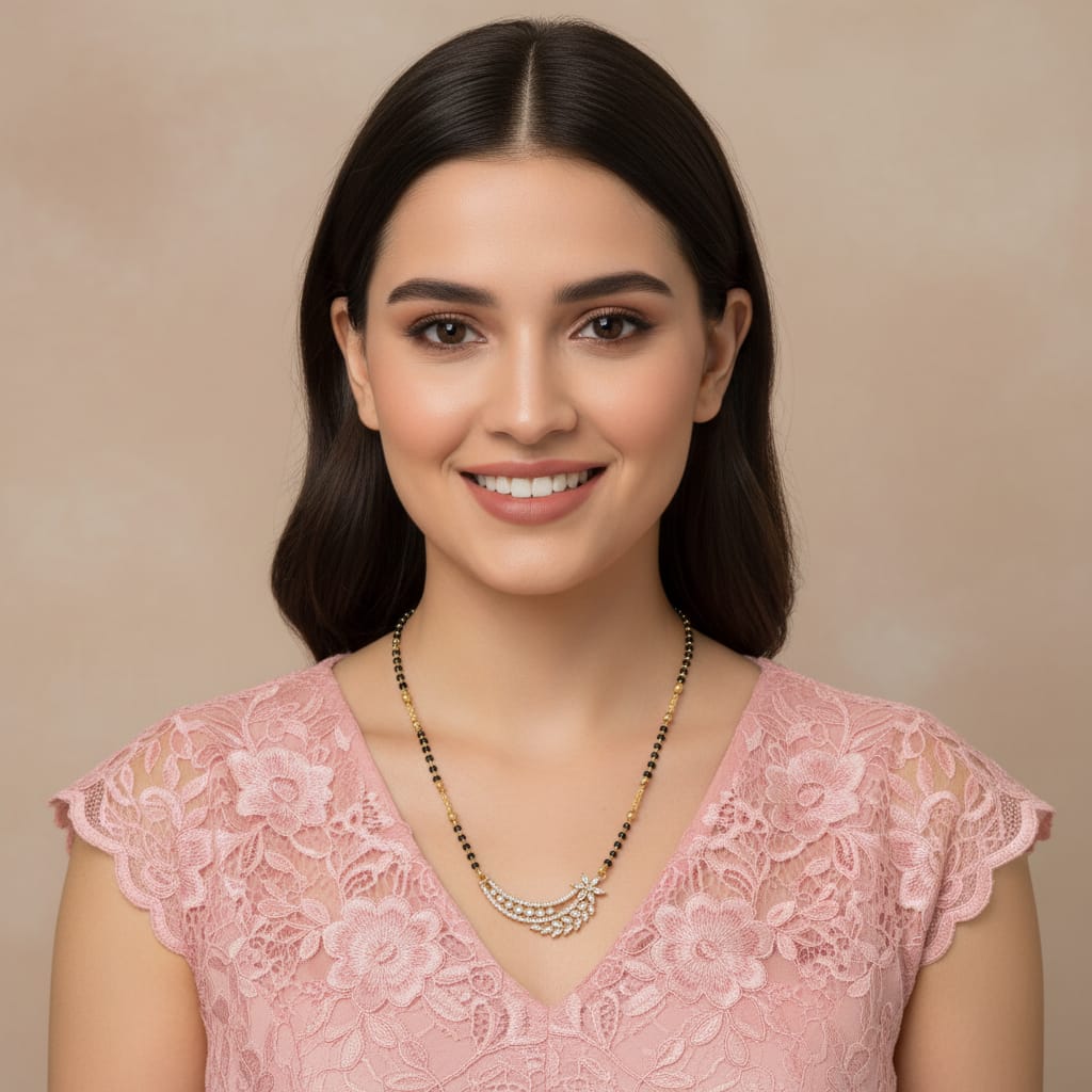 Micro Gold Plated Crescent CZ Mangalsutra