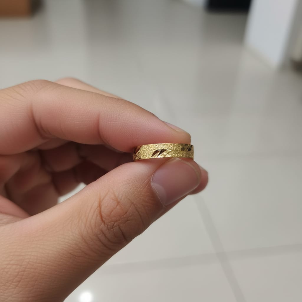 Micro Gold Plated Diagonal Cut Wide Band Ring