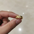 Micro Gold Plated Leaf Engraved Wide Band Ring