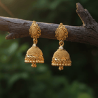 Micro Gold Plated Filigree Paisley Jhumka Earrings