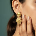 Micro Gold Plated Floral Tassel Drop Earrings