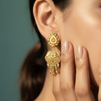 Micro Gold Plated Floral Tassel Drop Earrings