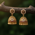 Micro Gold Plated Hexagonal CZ Kemp Jhumka Earrings