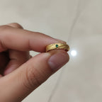 Micro Gold Plated Leaf Engraved Band Ring