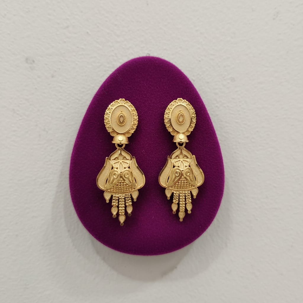 Micro Gold Plated Lotus Drop Earrings