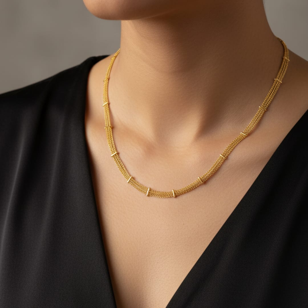 Micro Gold Plated Multi-Strand Bar Chain
