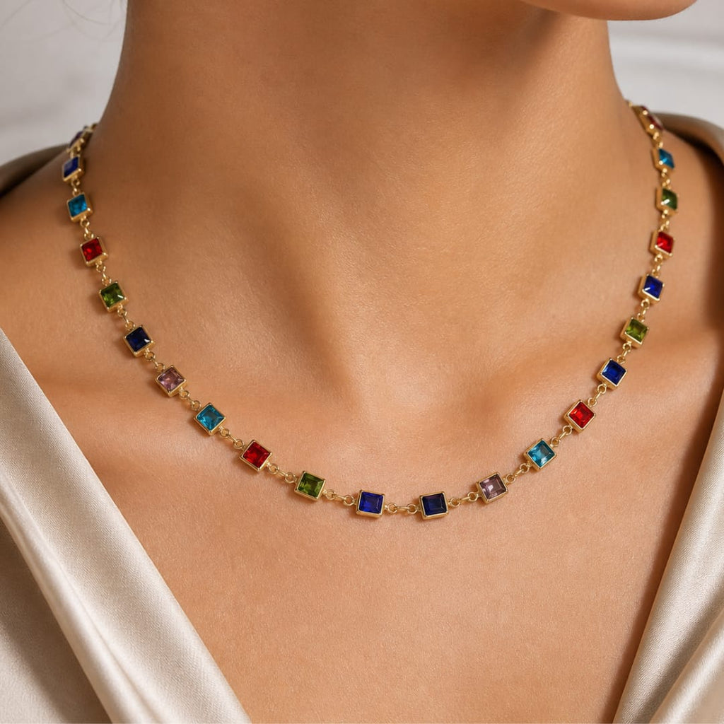Micro Gold Plated Multicolour Crystal Chain