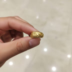 Micro Gold Plated Paisley Swirl Dome Ring with Milgrain Border