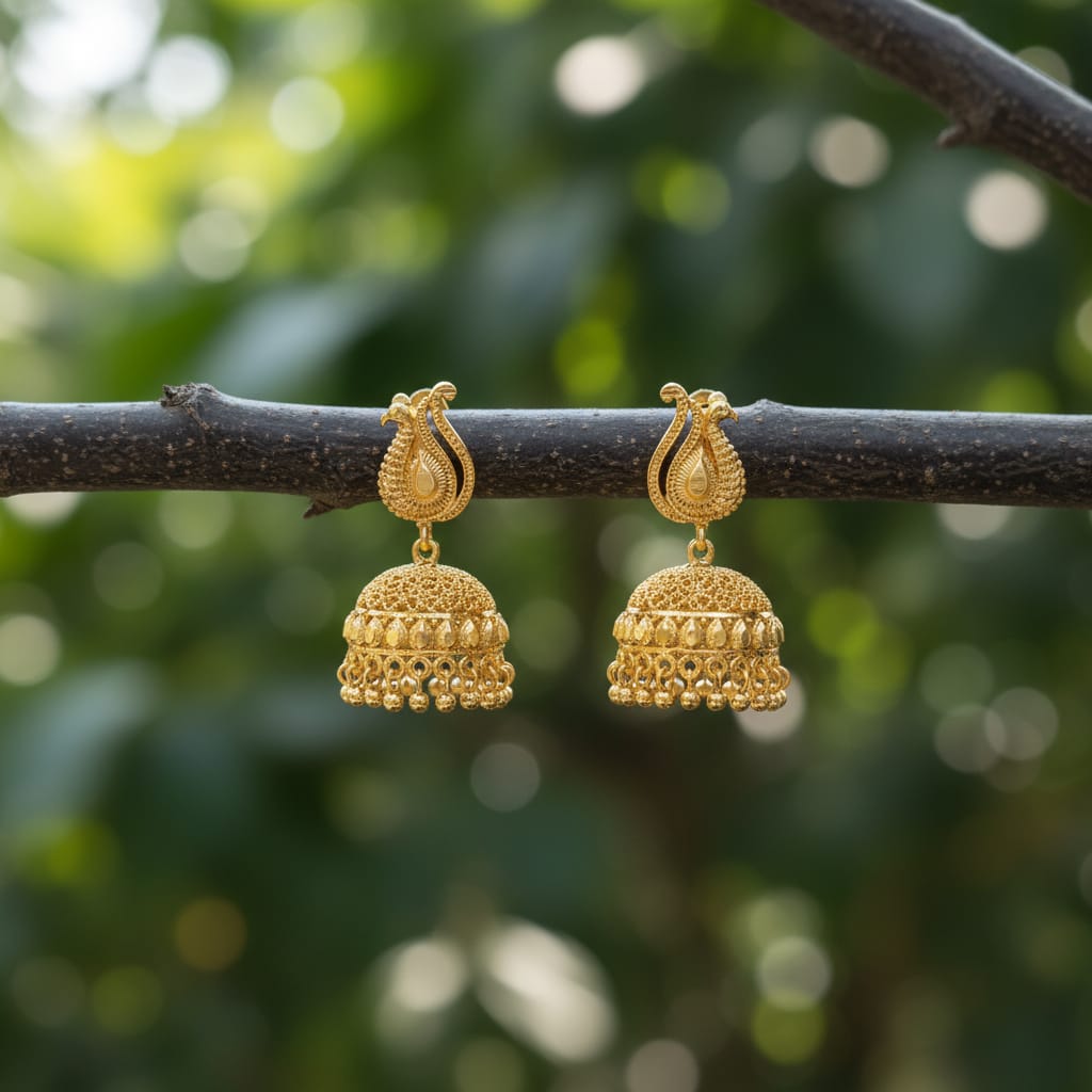 Micro Gold Plated Peacock Jhumka