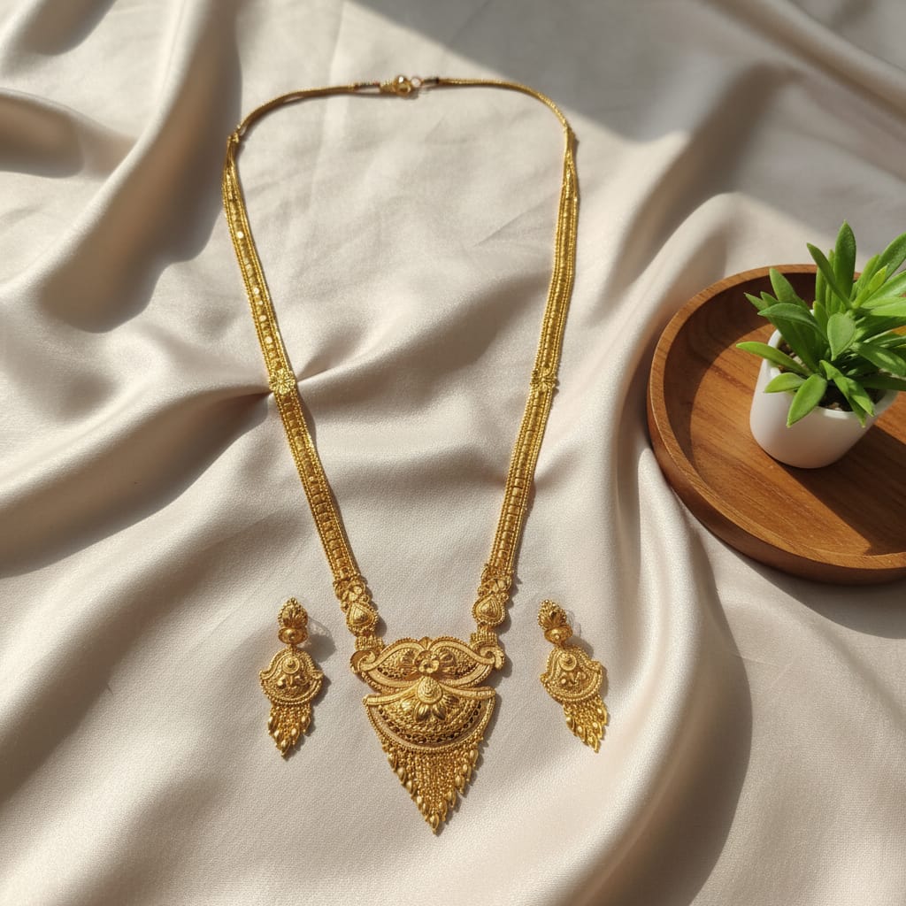 Micro Gold Plated Ranihaar Chain Set &amp; Earrings