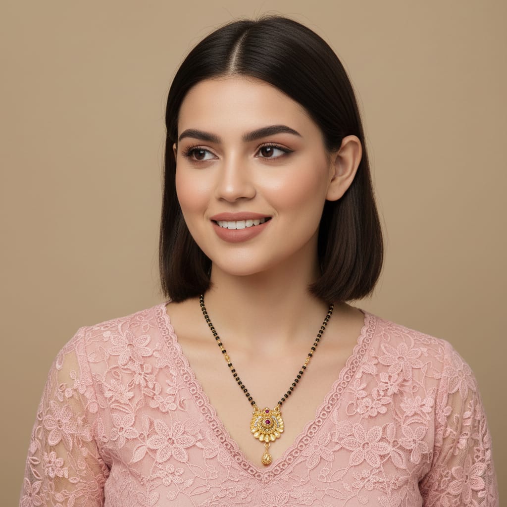 Micro Gold Plated Ruby Mangalsutra