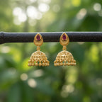 Micro Gold Plated Ruby Teardrop Jhumka