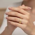 Micro Gold Plated Stardust Diamond-Cut Wide Band Ring