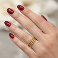  Micro Gold Plated Triple Beaded Band Ring 