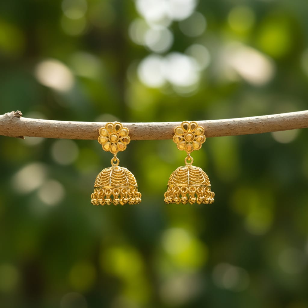 Micron Gold Plated Jhumka Earring