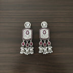 Mughal Tulip Rectangle Enamel Drop Earrings