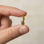Micro Gold Plated Matte Dome Ring with Diamond-Cut Sunburst Medallion