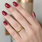 Micro Gold Plated Matte Dome Ring with Diamond-Cut Sunburst Medallion