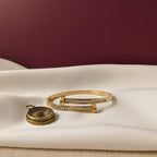 Nail Bolt Double-Row Crystal Gold-Tone Bangle