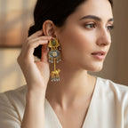 Nandini Dual Tone Lotus & Kamdhenu Earrings